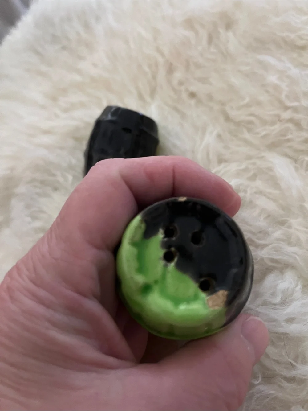 Green & Black Ceramic Barrel Salt and Pepper Set